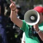 Man with bullhorn